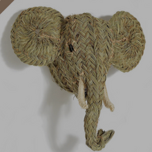 Load image into Gallery viewer, Handwoven Straw Elephant Head – Wall Decor