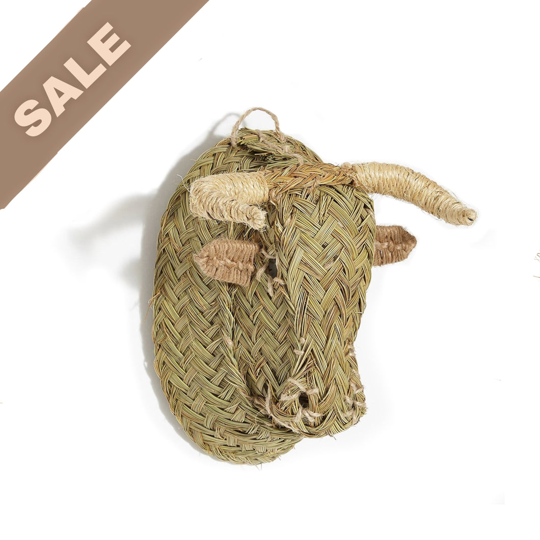 Handwoven Straw Bull Head –  Wall Decor